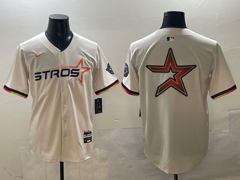 Men Houston Astros Blank Cream Three generations Joint Name 2025 Nike MLB Jersey style 9